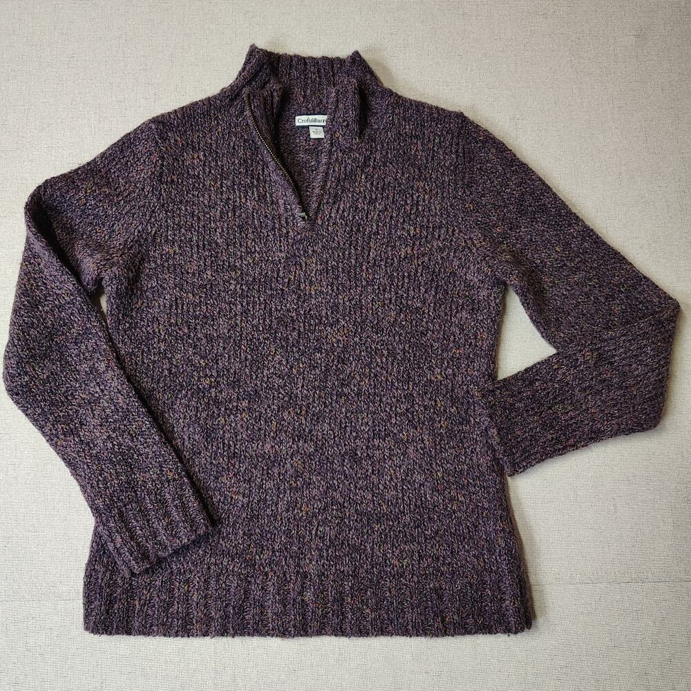 Croft & Barrow Womens S Purple Speckled Quarter Zip Sweater Grandpacore Preppy
